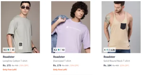 Image of Roadster Men T Shirts Minimum 70% Discount