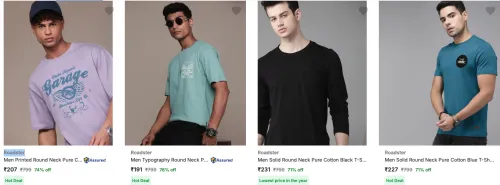Image of Roadster Men's T-shirts at minimum 70% Discount