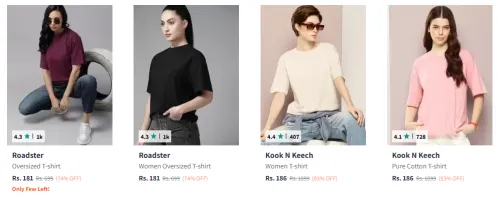 Image of Roadster Oversized T-shirt Starting At @₹181