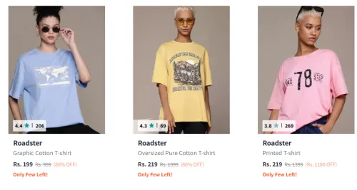 Image of Roadster T-Shirt Women Minimum 75% Discount