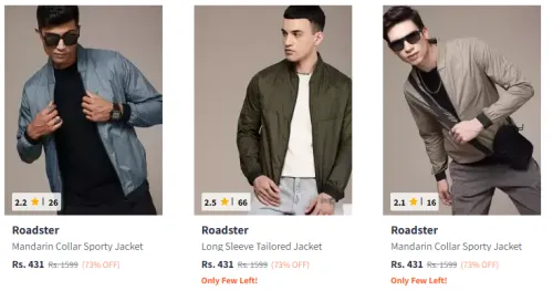 Image of Roadster The Life Co. Mandarin Collar Sporty Jacket Starting Price @₹374