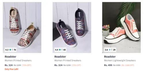 Image of Roadster The Lifestyle Co. Women Printed Sneakers Starting Price @₹324