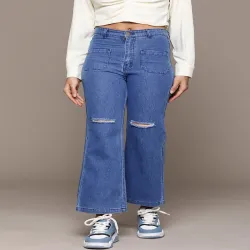Roadster Women Flared High-Rise Slash Knee Stretchable Jeans