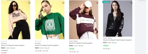 Image of Roadster Women Full Sleeve Sweatshirt @ Up to 80-90% Discount