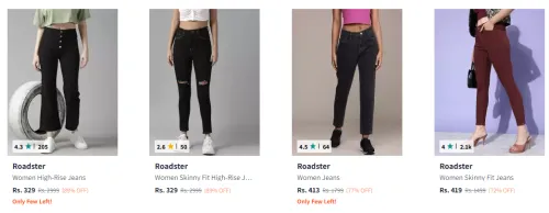 Image of Roadster Women Stretchable Jeans Starting @ ₹329
