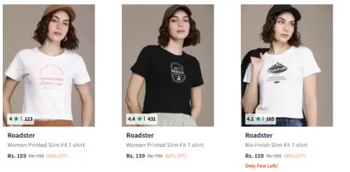 Image of Roadster Women's T Shirts Minimum 80% Discount