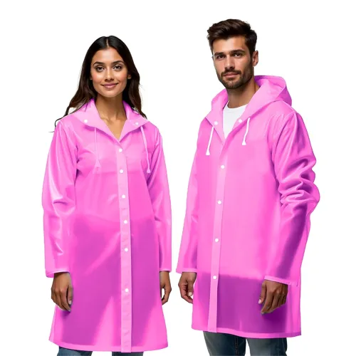 Image of Robustt Unisex Raincoat With Hood - Pink (Pack of 2)