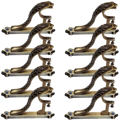 Image of Welson Gold Rod Rail Bracket, Curtain Knobs Metal (Pack of 10)