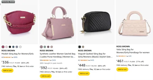 Image of ross brown handbags for women Minimum 80% Discount
