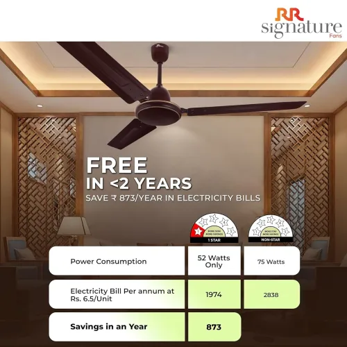 Image of RR Signature Morpheus1200MM Star-rated BEE Certified Energy Efficient 52-Watt High Speed Ceiling Fan (Brown)