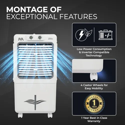 Image of RR Zello 25 Ltr Personal Air Cooler | Cooler with High Air Delivery, Honeycomb Cooling Pads |