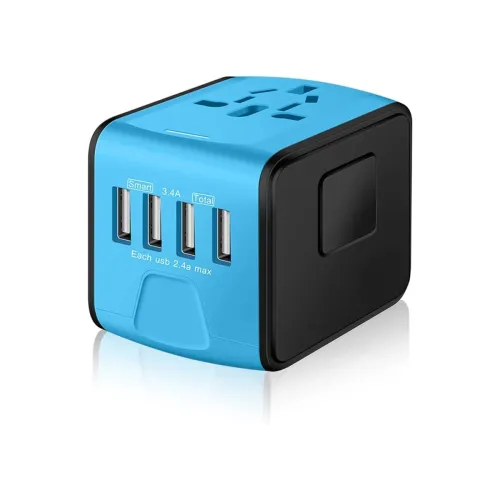 Image of RTS Universal Travel Adapter (4xUSB, 150+ Countries, Blue)