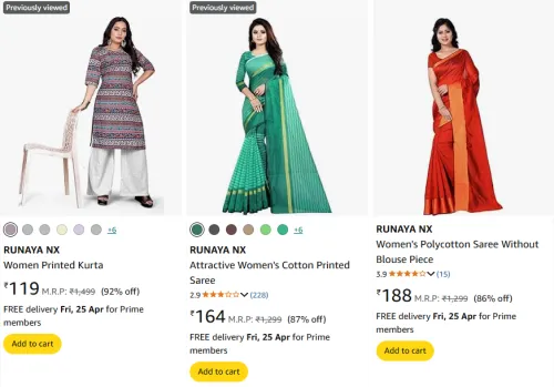 Image of runaya nx Women's Clothing Starting @₹119