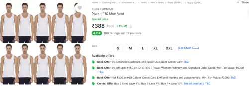Image of Rupa TOPMAN Pack of 10 Men Vest