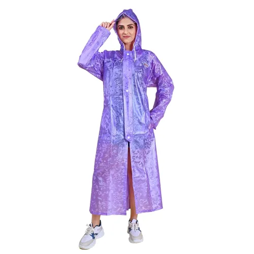 Image of Rupa Pvc Women Rainwear For Women, Waterproof Pvc Rain Standard Length Jacket With Carry Bag, Petals Design, Pack Of 1.