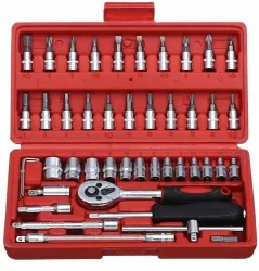 Rustic 46pcs Tool Ratchet Torque Wrench Combo Tools Kit Car Repair Set Hand Tool Kit (46 Tools)