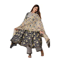 rytras Womens Rayon Printed Anarkali Kurti