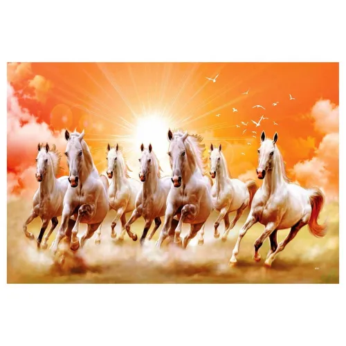 Image of SAF 7 Running Horses Vastu UV Textured Wall Painting