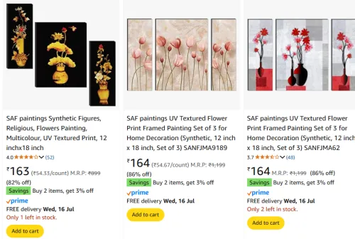 Image of SAF Painting 3Pcs From ₹163