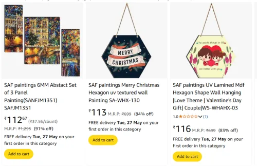 Image of SAF Painting Combo of 3 Starting at just ₹112