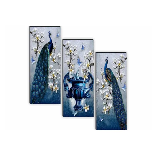 Image of SAF paintings 6 MM MDF Peacock Designer Self Hanging Adhesive Digital Reprint