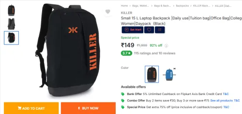 Image of SAFARI KILLER 15L laptop backpack.