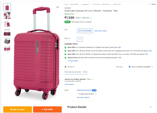 Image of SAFARI Small Cabin Suitcase 4 Wheels