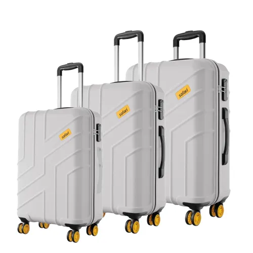 Image of Safari Stratos Polycarbonate Luggage Set of 3 (Cloud Grey, 8 Wheels)