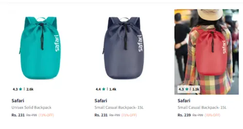 Image of Safari Unisex Sea Green Solid Backpack Starting At @₹231