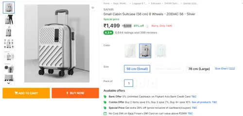 Image of SAFARI Zodiac 56cm cabin suitcase