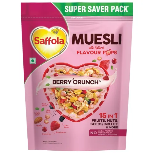 Image of Saffola Muesli Berry Crunch with Flavour Pops, 700 gm
