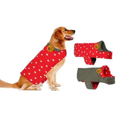 Image of Sage Square Reversible Polka Dot Dog Winter Coat
