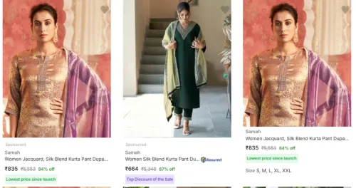 Image of Samah Women's Kurta Set at Minimum 70% Discount