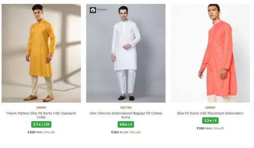 Image of SAMAV Weave Pattern Slim Fit Kurta Starting At ₹300