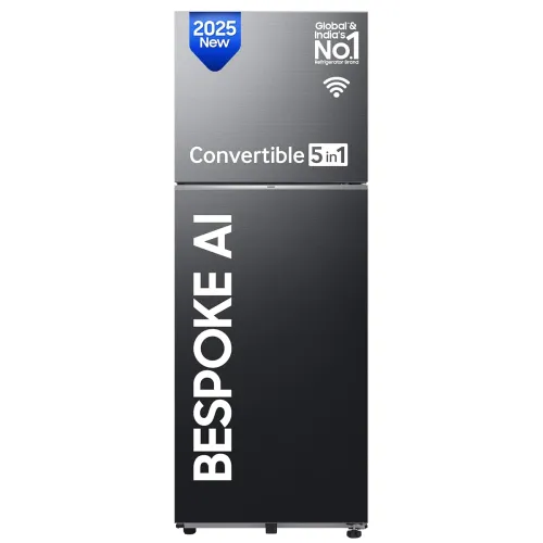 Image of Samsung 330 L, 3 Star, Convertible 5-in-1 (RT34DG5A4DBXHL, Luxe Black, Black)