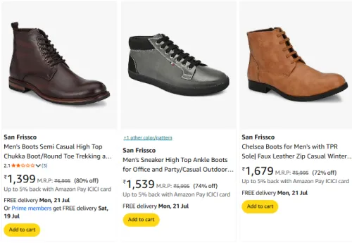Image of San Frissco Men's Boots Upto 85% Discount