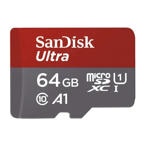 Image of SanDisk 64GB Class 10 microSDXC Memory Card with Adapter.