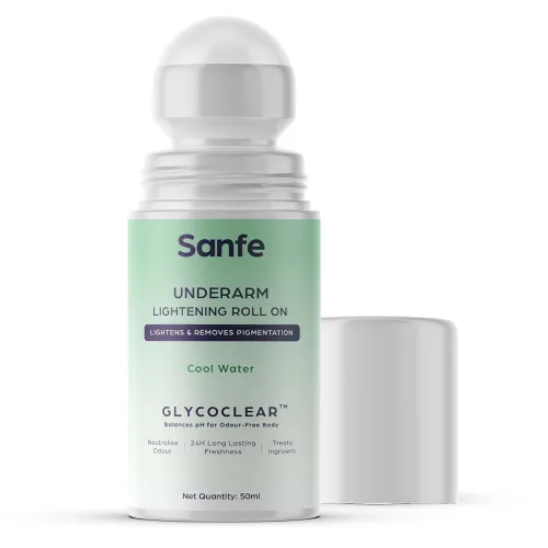 Image of Sanfe Underarm Lightening Roll On with 5% AHA, Glycolic Acid & Salicylic acid for Women