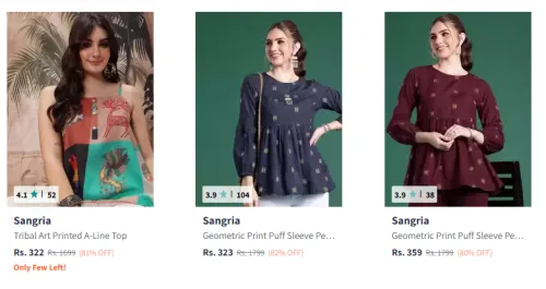 Image of Sangaria Women's Kurti at Minimum 80% Discount
