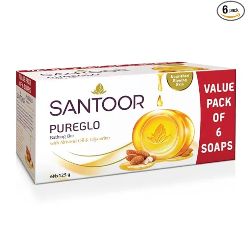 Image of Santoor PureGlo Glycerine Bathing Bar Soap Pack of 6