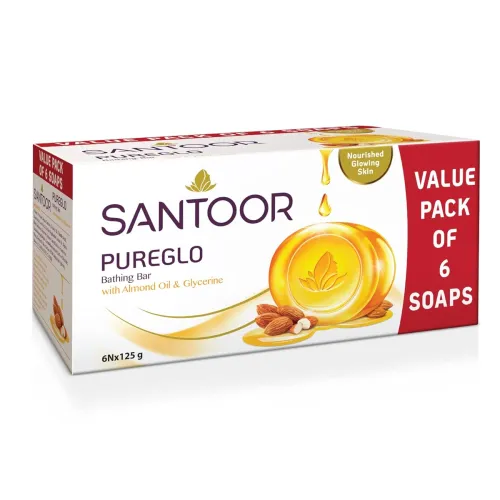 Image of Santoor PureGlo Glycerine Soap (Pack of 6)