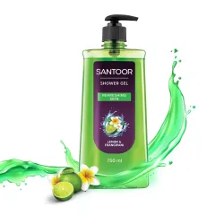 Santoor Refreshing Shower Gel 750ml With Natural Lemon & Frangipani Extracts| .