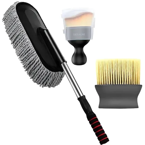 Image of SARTE Car Cleaning Brush and Microfiber Duster with Extendable Handle Combo