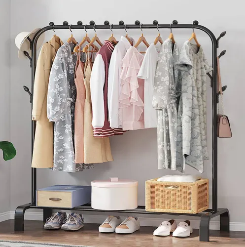 Image of Sasimo 1 Door 2 Shelf Open Coat clothes hanger stand