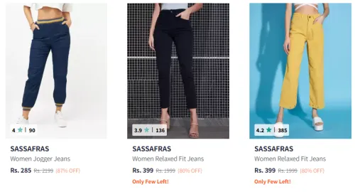 Image of SASSAFRAS Women Jeans Minimum 80% Discount