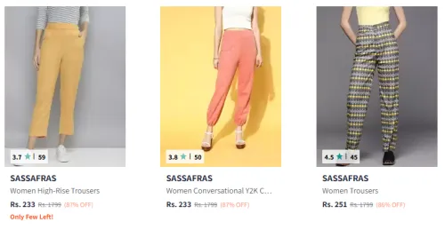 Image of SASSAFRAS Women's Trousers Minimum 80% Discount