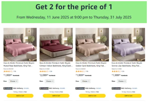 Image of Satin King Size Bedsheet (Get 2 for the price of 1)