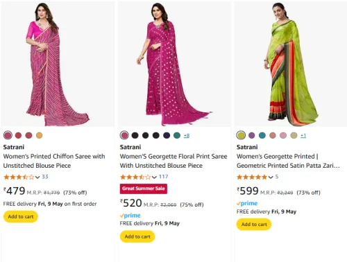 Image of Satrani Women's Saree at Minimum 70% Discount