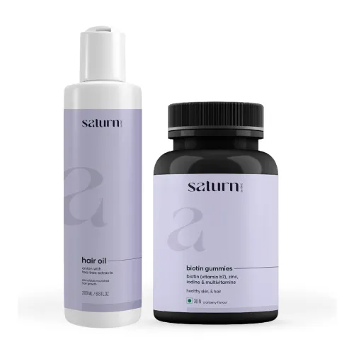 Image of Saturn Hair Oil & Biotin Gummies Combo (200ml + 30N)