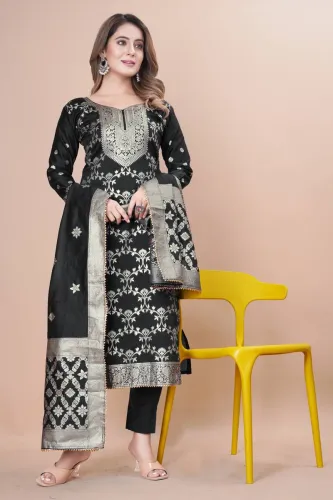 Image of SAUMYA CREATIONS Unstitched Art Silk Kurta